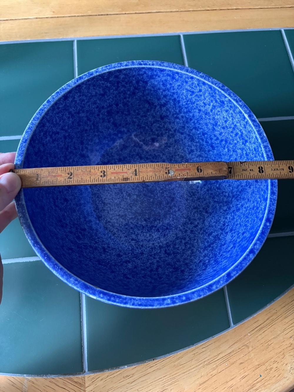 Vintage EuroCeramica Coche Blue Sponge Glaze Stoneware Serving Bowl Portugal - Picture 5 of 6
